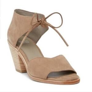 Eileen Fisher Ann Nubuck Suede Ankle Tie Heel Sandal Brown 9.5